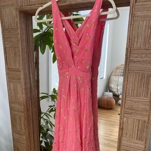 Nicole Miller Chiffon Pink Metallic Print Mini Dress
